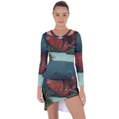 Awesome Mechanical Whale In The Deep Ocean Asymmetric Cut-out Shift Dress by FantasyWorld7