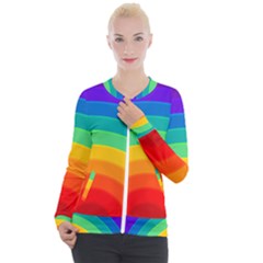 Rainbow Background Colorful Casual Zip Up Jacket by HermanTelo