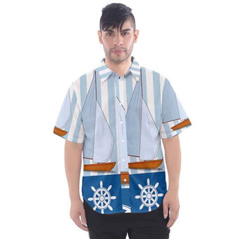 Yacht Boat Nautical Ship Men s Short Sleeve Shirt by HermanTelo