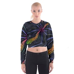 Stars Space Firework Burst Light Cropped Sweatshirt by HermanTelo
