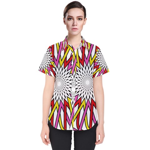 Sun Abstract Mandala Women s Short Sleeve Shirt by HermanTelo