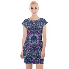 Pattern Fire Purple Repeating Cap Sleeve Bodycon Dress by Pakrebo