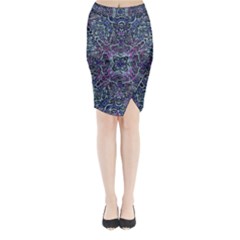 Pattern Fire Purple Repeating Midi Wrap Pencil Skirt