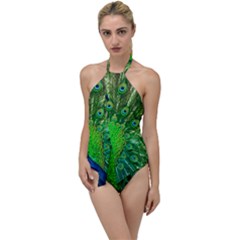 Peacock Peafowl Pattern Plumage Go With The Flow One Piece Swimsuit