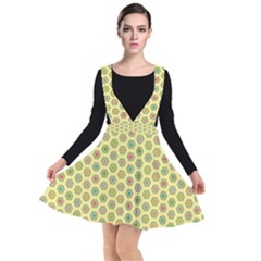 Hexagonal Pattern Unidirectional Yellow Plunge Pinafore Dress by HermanTelo