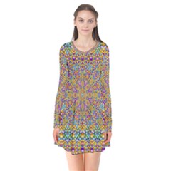 Pearl And Pearls And A Star Festive Long Sleeve V-neck Flare Dress by pepitasart