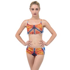 Tie Dye Peace Sign Layered Top Bikini Set by Pakrebo