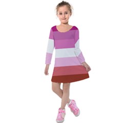 Lesbian Pride Flag Kids  Long Sleeve Velvet Dress by lgbtnation