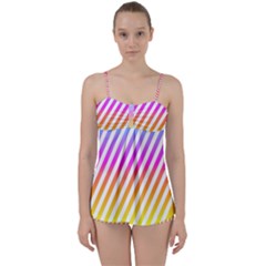 Abstract Lines Mockup Oblique Babydoll Tankini Set