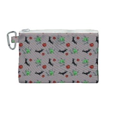 Halloween Witch Pattern Grey Canvas Cosmetic Bag (medium)