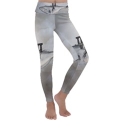 Awesome Whale In The Sky Kids  Lightweight Velour Classic Yoga Leggings by FantasyWorld7