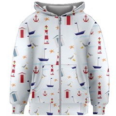 Nautical Sea Kids  Zipper Hoodie Without Drawstring