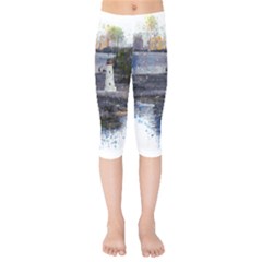 Lighthouse Art Sea Ocean Vintage Kids  Capri Leggings 