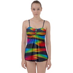 Colorful Background Babydoll Tankini Set