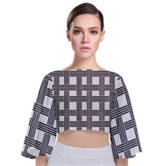 Seamless Stripe Pattern Lines Tie Back Butterfly Sleeve Chiffon Top by Sapixe