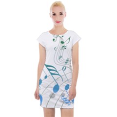 Music Notes Cap Sleeve Bodycon Dress