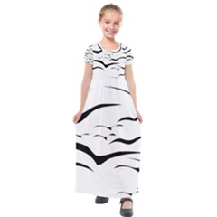 Sky Birds Flying Flock Fly Kids  Short Sleeve Maxi Dress by Bajindul