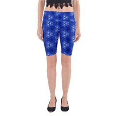 Background Wallpaper Pattern Blue Yoga Cropped Leggings by Pakrebo