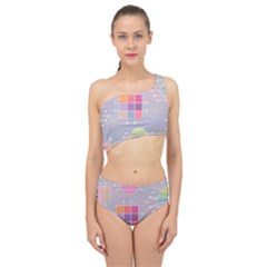 Pastels Shapes Geometric Spliced Up Two Piece Swimsuit