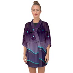 Scenery Sea Full Moon Stylized Half Sleeve Chiffon Kimono by Pakrebo