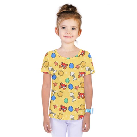 Crabs Pattern Kids  One Piece Tee by Valentinaart