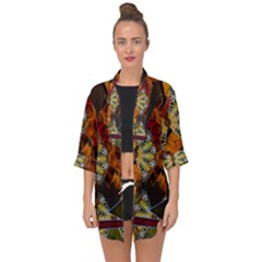 Sunflower Collage Open Front Chiffon Kimono by bloomingvinedesign