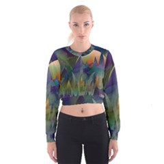 Mountains Abstract Mountain Range Cropped Sweatshirt by Nexatart