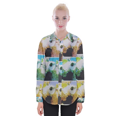 Faded Snowball Branch Collage (ii) Womens Long Sleeve Shirt by okhismakingart
