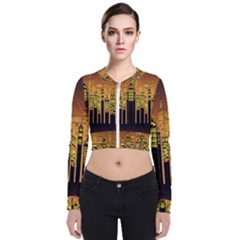 Buildings Skyscrapers City Long Sleeve Zip Up Bomber Jacket by Pakrebo
