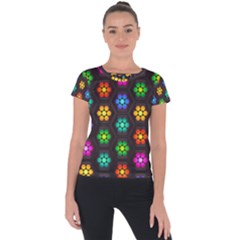 Pattern Background Colorful Design Short Sleeve Sports Top 