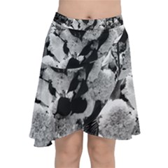 Black And White Snowballs Chiffon Wrap Front Skirt