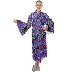 Paisley 2 Maxi Tie Front Velour Kimono
