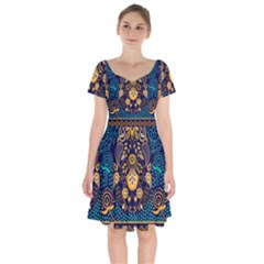 African Pattern Short Sleeve Bardot Dress by Sobalvarro