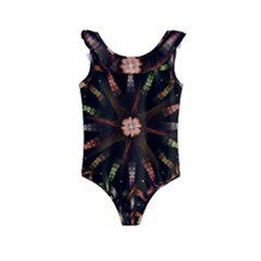 Fractal Colorful Pattern Texture Kids  Frill Swimsuit
