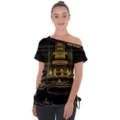 Fractal City Geometry Lights Night Tie-up Tee