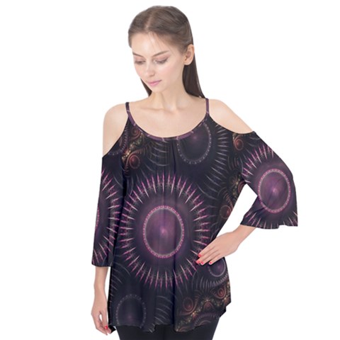 Fractal Gears Steampunk Gearwheel Flutter Tees by Pakrebo