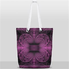 Fractal Magenta Pattern Geometry Full Print Rope Handle Tote (small) by Pakrebo