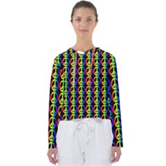Retro Rainbow Gradient Peace Symbol Women s Slouchy Sweat by Pakrebo