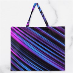 Blue Abstract Lines Pattern Light Zipper Large Tote Bag