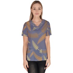 Background Non Seamless Pattern Women s V-neck Scrub Top