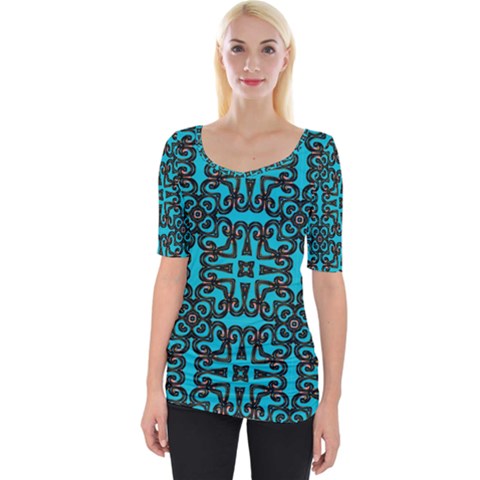 Pattern Seamless Ornament Abstract Wide Neckline Tee by Pakrebo