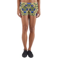 Pattern Thistle Structure Texture Yoga Shorts by Pakrebo