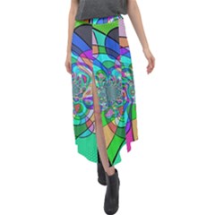 Retro Wave Background Pattern Velour Split Maxi Skirt by Pakrebo