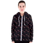 Flamingo Pattern Black Women s Zipper Hoodie