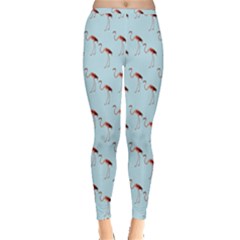 Flamingo Pattern Blue Inside Out Leggings by snowwhitegirl