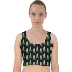 Cactus Black Pattern Velvet Racer Back Crop Top by snowwhitegirl