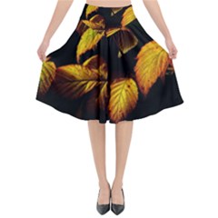 Nature Yellow Plant Leaves Flared Midi Skirt