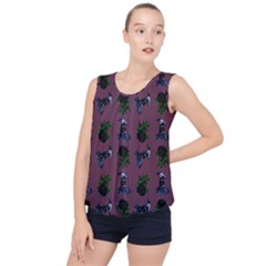 Gothic Girl Rose Mauve Pattern Bubble Hem Chiffon Tank Top