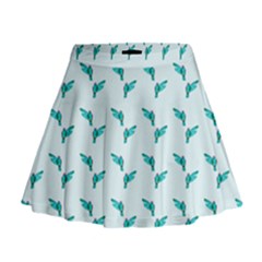 Blue Parrot Pattern Mini Flare Skirt by snowwhitegirl