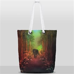 The Lonely Wolf In The Night Full Print Rope Handle Tote (small) by FantasyWorld7